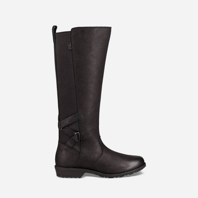 Teva Women's Ellery Tall Waterproof Boots 3692-784 Black Sale UK